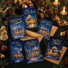 12pcs/24pcs/48pcs Exquisite Gift Card Set With Envelopes | Thank You Cards | Christmas Cards Winter Night Palace, Sincere Gratitude. | Suitable For Holiday Greetings - Christmas Gifts - Birthdays - Gift Cards - Greeting Card Creation And - DIY - Message Cards - Sets - View 3