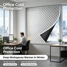 Winter Windproof And Warm Curtains, Windproof Window Insulation Kit, Bedroom Cold Insulation Film, Sealed Windows, Shading And Sound Insulation - White-edged Silver Curtain - View 5