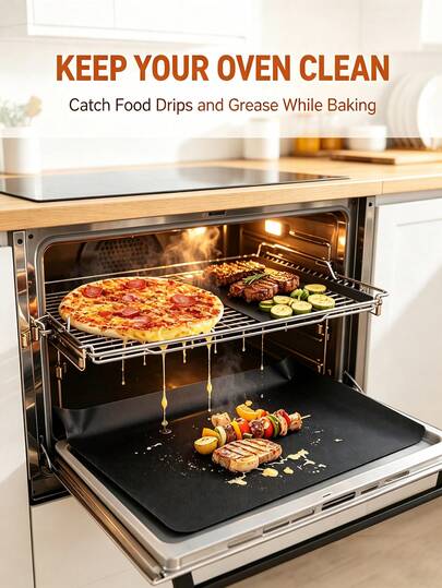 3/2/1 Revestimiento de Horno Reutilizable, Revestimiento de Horno, Almohadilla de Horneado, Almohadilla Protectora de Fondo de Horno/Estufa de Gas Fácil de Limpiar, Almohadilla de Barbacoa de Material PTFE, Adecuada para Estufas Eléctricas Grandes y Estufas de Gas, Accesorios de Barbacoa, Suministros de Cocina, Accesorios de Cocina