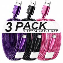 5pcs Fast Charging USB-A To Type-C Charging Cable, Suitable For Android Phones, Nylon Braided, Durable Phone Charging Cable, 1m Length, Compatible With IPhone, And Other Android Phones And Type-C Devices, Suitable For Travel Essentials/Car Accessories/Desktop Accessories, Pink/Purple - 1 Meter - View 19