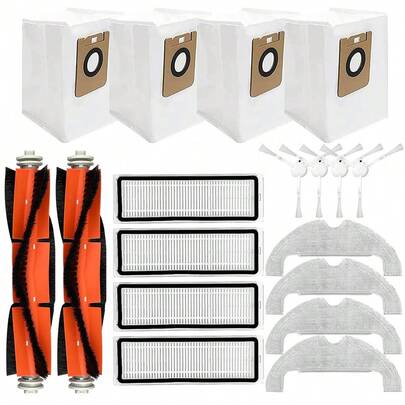 D10 Plus RLS3D, Z10 Pro, L10 Plus Robot Vacuum Accessories Replacement Kit, Includes 2 Main Brushes, 4 Side Brushes, 4 HEPA Filters, 4 Mop Pads, 4 Dust Bags