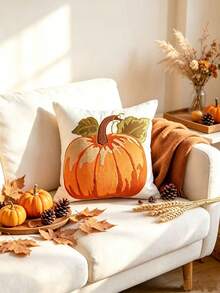 LCUHPCL American Vintage Autumn Thanksgiving 3D Pumpkin Embroidery Pillow Case, Home Decor Suitable For Sofa, Living Room, Bedroom, Party And Various Environments - Burnt Orange - View 13