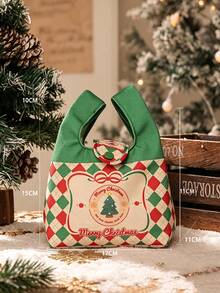 1 Buah Tas Tangan Berbentuk Persegi dari Bahan Kanvas dengan Gaya Meriah dan Inspirasi, Dilengkapi Kancing Jepret dan Motif Selamat Natal. Tas Tote Organizer Penyimpanan Serbaguna untuk Musim Liburan Musim Dingin, Pesta Natal, dan Perjalanan Sehari-hari. Dekorasi Rumah Natal - Berbagai gaya - View 14