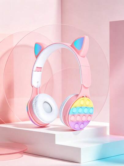 Gerripuer Foldable Wireless Headphones With Microphone, Retractable, Bubble LED Lights, HiFi Bass, Cheap Gift For Women, Online Class, Stress Relief