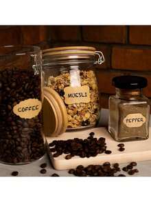 300 Pcs Self Adhesive Jar Labels On Roll, 3 * 5 Cm Brown Coated Paper Stickers In Three Shapes For Spices Preserves Gifts And Storage Containers, Easy Peel Writing Labels For Kitchen Pantry Crafts And Home Organization - Brown - View 5