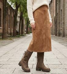 GLOBALWIN Women's Lace Up Mid Calf Motorcycle Boots Fall Boots Fashion Boots Halloween Season - Camel - View 8
