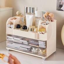1pc Large Capacity Cosmetic Storage Box, Skincare, Lipstick, Makeup Brush, Face Mask Desktop Organizer, Suitable For Bathroom Countertop, Dorm, Vanity, Bedroom Decoration, Back To School Season - Multicolor - View 6