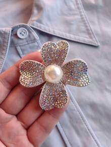 1pc/2pcs Elegant Rhinestone Flower Button Cover, Shirt Button Cover Clip-On Button Cover Fashion Crystal Cufflink Cover - Multicolor - View 7