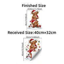 1pc Cute Highland Cow Wearing Christmas Hat Window Sticker, Double-Sided PVC Static Cling Window Sticker, Suitable For Living Room, Bedroom, Kitchen, Shop And Home Decor - Multicolor - View 5