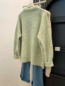 Women's Sweet Style Lace Bow Knitted Cardigan, Fashion Button Sweater Jacket, Suitable For Autumn/Winter Halloween Thanksgiving Christmas - Green - View 8