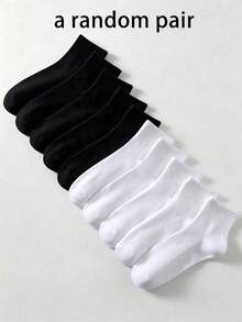 1/5/10 Pairs Men's Autumn/Winter Cotton Mid-Calf Socks, Simple White Solid Color, Comfortable Casual Fun Socks - Multicolor - View 15