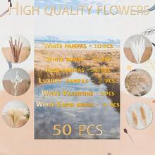 50/80PCS Artificial Pampas Grass Decor, Boho Faux Floral Stems For Vase Filler, DIY Craft Supplies, Wedding Table Centerpiece, Rustic Farmhouse Home Decor, Back To School, Halloween Thanksgiving Christmas Party Decor - Apricot - View 5