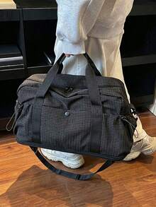 高端旅行包 大容量衣物收納袋 便攜商務旅行登機行李包 時尚對比條紋設計包 - 彩色 - 查看 3