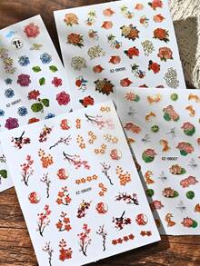 12 Buah Stiker Kuku Gaya Cina, Foil Emas, Burung Walet Bambu, Kaligrafi, Pola Jendela Lentera, Stiker Seni Kuku Perekat untuk Dekorasi Manikur DIY - MultiWarna - View 10