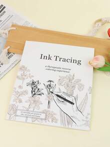1pc [Ink Tracing Healing Book] 10 Floral Line Art For Tracing And Framing | Adult Stress Relief Art Manual | Reverse Coloring Creative Notebook | Healing Gift For Yourself Or Best Friend - Rectangle - View 5