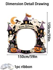 Halloween Photography Props, Fun Polyester Hollow Out Party Props, Equipped With Witch Magic Jars, Ghost Castles, Black Cats, Interactive Photo Booth Decorations, Suitable For Trick Or Treat Parties, Halloween Party Decorations, And Home Decor Items - A - View 18
