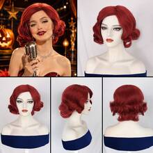 Women Retro Short Finger Wave Wig Multi Color Options High Temperature Synthetic Hair Breathable Mesh Cap Vintage Flapper Cosplay Wig For Retro Themed Party Halloween Carnival Costume Dress Up - Multicolor - View 17