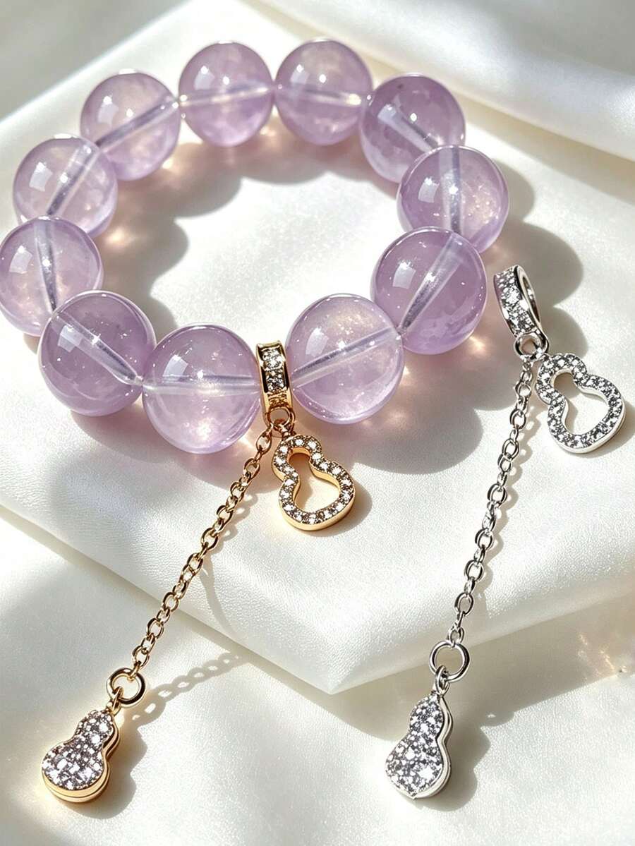 1pc High Color Retention Copper Plated 18K Gold Full Rhinestone Gourd Spacer Bead, Suitable For DIY Bracelet, Necklace, Keychain And Other Jewelry Making Accessories