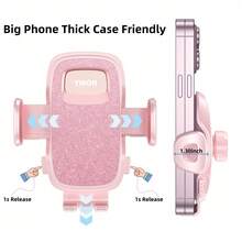 YWOR Pink Car Air Vent Phone Holder, Hands-Free Easy Clip Phone Mount, Compatible With Smartphones, Pink Car Accessory, Birthday Gift, Mother's Day Gift, Christmas Gift - Pink - View 7