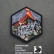 Outdoor Camping Hexagon Embroidered Hook And Loop Patch, Natural Landscape Embroidered Fabric Patch - The Power Of Nature - View 1