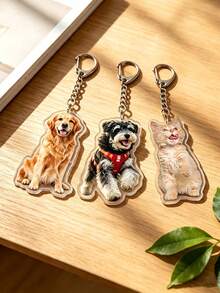 1/2 Pcs Custom Pet Photo Keychain, Custom Acrylic Key Chain, Personalized Bag Charm, Handbag Pendant, Gift For Pet Lovers - Multicolor - View 6