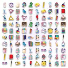 50/100pcs Cute Cartoon School Stationery Stickers, Back To School Globe, Book, Pencil, Backpack, Ruler Decals For Student Planner, Water Bottle, Laptop, Luggage, Scrapbooking, Vision Board - Multicolor - View 11