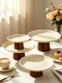 1pc Cream-Colored Wooden Base Decorative Tray, Space-Saving, Suitable For Home, Living Room, Dining Room, Kitchen, Bathroom, Home Decor Essential, Perfect For Wedding Season, Graduation Season, Can Hold Soap, Candles, Ideal Choice For Birthday Gift, Kitchen Accessory, Table Tray, Fruit Tray, Graduation Season Decoration - Cream - View 8