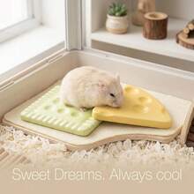 Hamster Ceramic Cooling Pad, Cute Cookie And Cheese Shaped Cooling Stone For Small Animals, Dwarf Hamster Cage Accessory, 12cm X 12cm / 15.8cm X 13.5cm - Multicolor - View 5