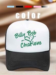 1 Pc Men's "BILLY BOB CHARLENE" Printing Hats For Men Adjustable Hats, UV Protection Sun Hat, Ideal For Hiking, Mountaineering, Travel - Multicolor - View 2
