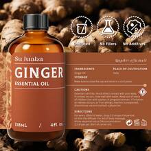 SU JUABA Ginger Oil For Scalp Massage, Diffuser, Aromatherapy, Soothing Body Joint & Muscle Ideal For Hair & Skin Care After Dilution-118mL / 4 Fl.Oz - Ginger - View 6