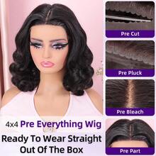 Body Wave Bob Wig Human Hair 4x4 Lace Front Wig 180% Density Transparent Lace Human Hair Wigs - Natural Black - View 4