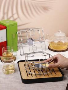 1pc Iron Tea Kettle Heating Base With Candle Holder (Candle Not Included), Round And Square Hollow Metal Tea Warmer Rack, Suitable For Glass Teapot And Coffee Pot, Home Afternoon Tea Accessory - Multicolor - View 10
