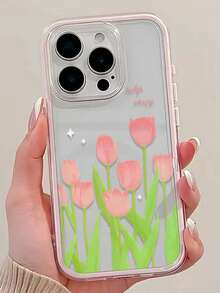 1pc Oil Painting Tulip Flower Field Aesthetic Pattern 2-In-1 Frame Premium Transparent Full Coverage Thickened Anti-Drop Fashion Phone Case Compatible With Iphone 11/12/13/14/15/16/17/18 Pro Max/Plus/Air A56/55/54/53/52/51 S26/25/24/23/22 Series Exquisite Gift. - Multicolor - View 3