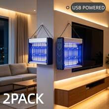 2PCS Electric Bug Zapper, 4000V Mosquito Zapper Indoor With 5ft Cable, USB Electric Bug Zapper With Removable Collection Tray, Fly Trap Mosquito Trap For Patio Yard Home Kitchen Camping - A - View 11