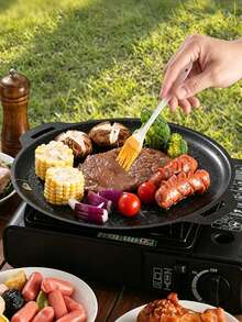 Kitchen Cookware Round Maifan Stone Frying Pan With Dual Handles, Oil Draining Steak Grill Pan, Gas Stove Compatible, Home Camping Gathering Roasting Pan, Halloween Christmas Holiday Party BBQ Special Pot - View 7