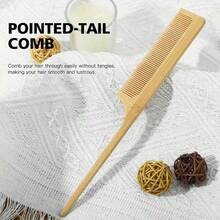 4pcs Wooden Hair Comb Set, Bamboo Wide Tooth Comb, Rat Tail Comb, Solid Wood Triple Row Bristle Brush, Wooden Round Styling Comb, Suitable For Daily Hair Styling - Apricot - View 8