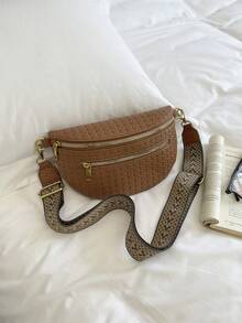 New Wide Strap Waist Bag Fashion Commute Chic One Shoulder Women's Bag Crossbody Bag Versatile Ins Chest Bag - Brown - View 6
