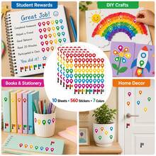 560pcs Colorful Position Stickers, Location Marking Stickers For Planner, Suitable For Teachers, Parents, School, Learning, Error Marking, Knowledge Point Marking, Handmade Self-Adhesive Labels, Back To School Decoration Stickers, Marking Stickers, Gift Decoration Stationery Stickers, Back To School Stickers - Multicolor - View 3