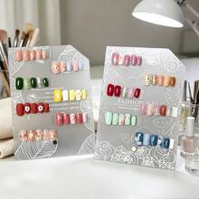 1pc Shell Texture Nail Art Display Stand, Large Capacity Fake Nail Sample Storage Rack, Floral Pattern Transparent Display Board, Nail Color Card Manicure Photography Prop Background Board - Multicolor - View 7