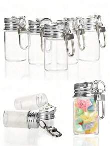 7ml Clear Mini Glass Bottle Keychain With Metal Key Ring, Micro Message Bottle, DIY Handmade Pendant For Bags And Keys, Holiday Commemorative Gift - Multicolor - View 1