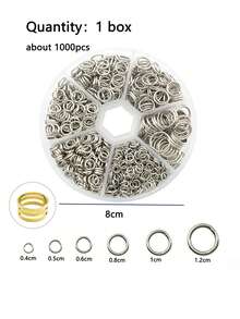 Handmade Jewelry Making Kit, Includes 1000pcs Open Jump Rings In Various Sizes (4mm-12mm) With Free Rings, Suitable For DIY Earrings, Necklaces And Other Jewelry Assembly, Made Of Round Metal Wire Connectors, Featuring Open Rings, Split Rings And Other Styles - Multicolor - View 13