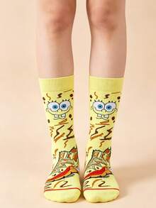SpongeBob SquarePants 1/5/10雙隨機款 SquarePants 卡通中筒襪，適合街頭風與休閒穿搭，可愛校服與日常穿著 - 彩色 - 查看 6