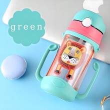 1pc 400ml/13oz Cartoon Straw Water Cup, Dual Handle Straw Cup, Safety Lock, Convenient Strap, Suitable For Daily Use - Multicolor - View 10