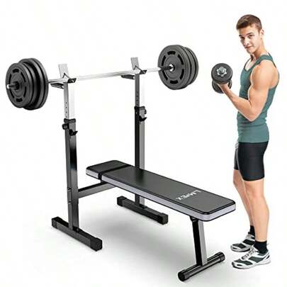 Free Shipping Adjustable Weight Bench Press With Squat Rack Folding Multi-Function Dip Station For Full Body Workout Home Gym Strength
