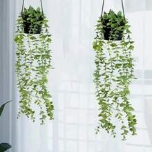 Artificial Plants, Hanging Potted Plants, Wall-Mounted Shelf Decor, Indoor, Outdoor, Living Room Shelf Decor, Home Decor, Room Decor, Garden Decor, Wall Decor - Eucalyptus - View 2
