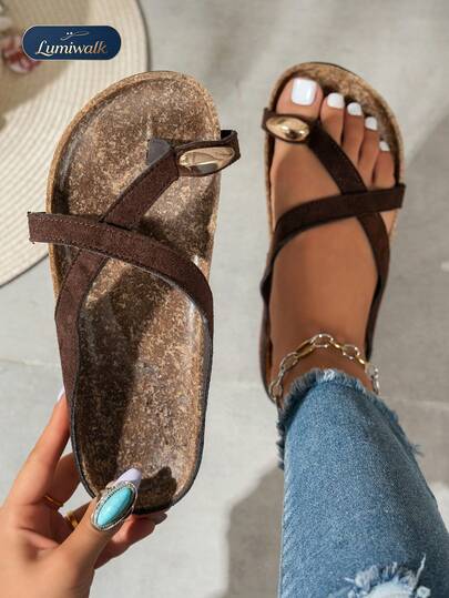 Lumiwalk Women's Cork Thick Sole Shoes With Traditional Chinese Floral Fabric. Double Straps Can Be Adjusted Freely. Great Choice For Vacation And Outdoor