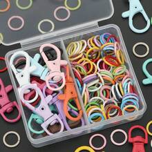 112pcs/Box DIY Random Mixed Color Key Ring Making Parts, Includes 12pcs Colorful Enamel Rotating Lobster Clasp + 100pcs Jump Rings, Suitable For Braided DIY Keychains, Bag Charms, Spring Clasps, Pet Collar Connectors, Open Connectors, Keychain Accessory Making Materials, DIY Key Ring Accessory Making - Lobster Buckle & Jump Ring - View 5