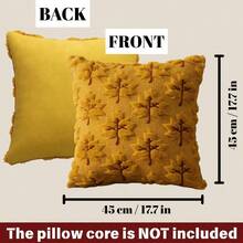 1pc 17.7x17.7 Inch 3D Maple Leaf Quilted Loop Plush Pillow Cover, American Countryside Autumn Harvest Faux Fur Cushion Cover, Thanksgiving Fall Decor For Living Room Sofa Bedroom, Pillow Insert Not Included - Ginger - View 2