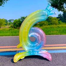 32 Inch Rainbow Gradient Self-Standing Number Balloons 0-9, Perfect Decoration For Birthday Parties, Anniversaries, Weddings, Christmas And Other Outdoor Occasions - Multicolor - View 9