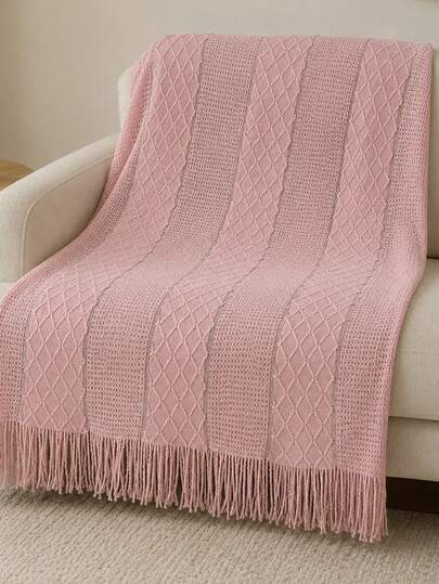 1pc Soft Knitted Blanket, Sofa Decor Knitted Blanket, Office Nap Blanket, Suitable For Daily Use